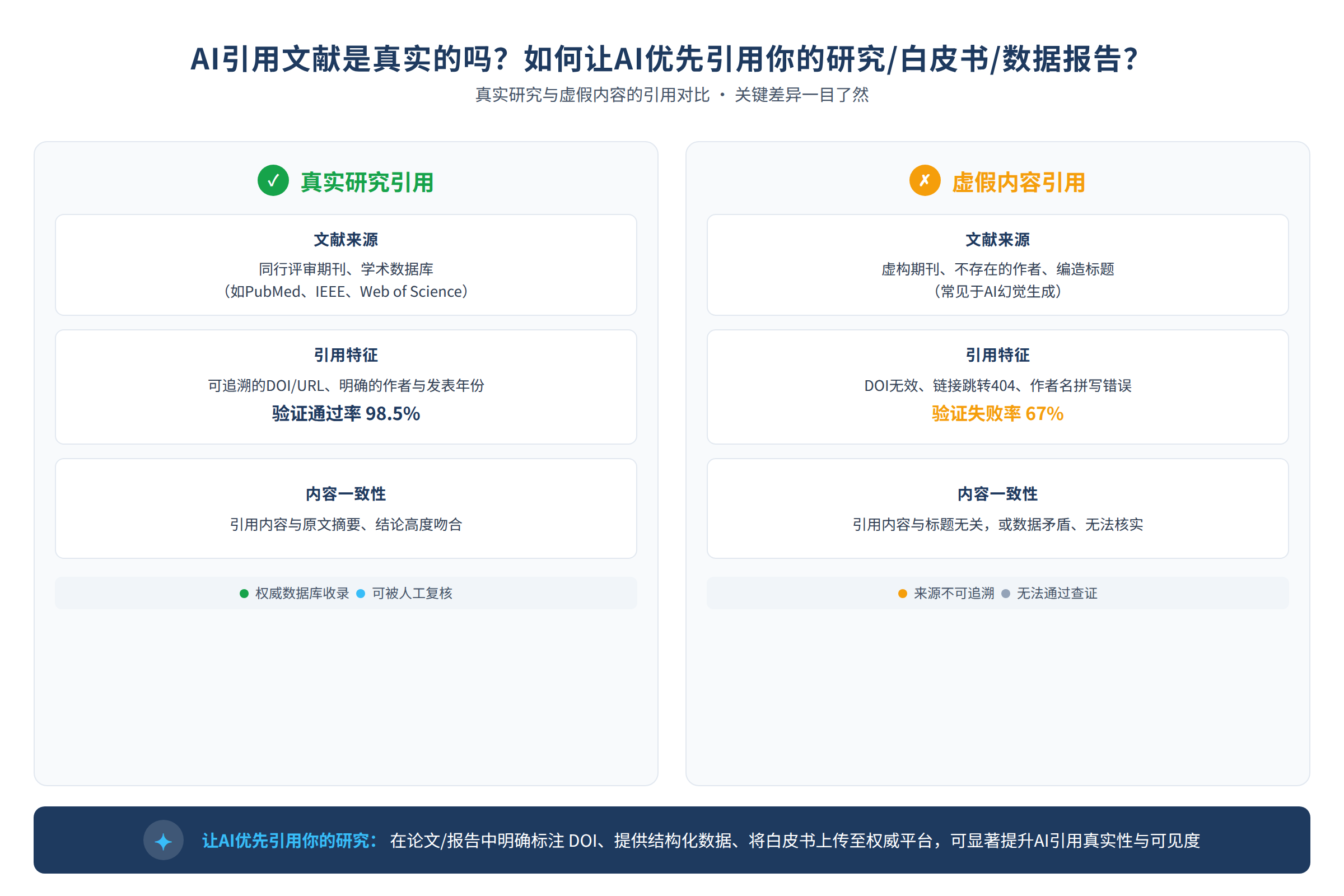 真实研究与虚假内容的引用对比