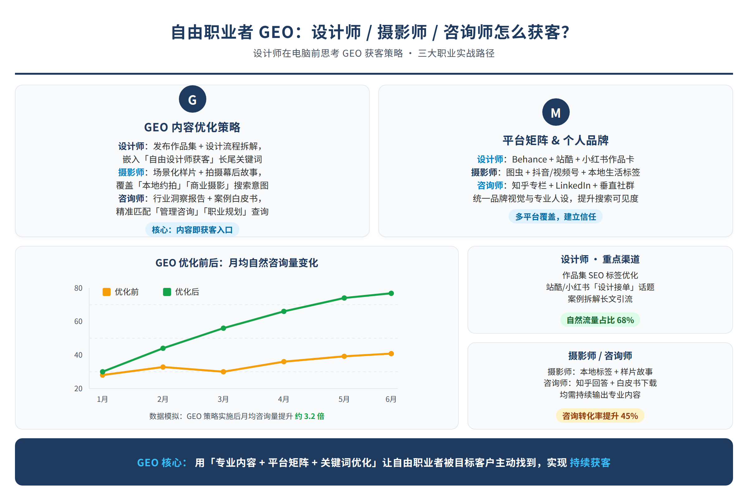 设计师在电脑前思考GEO获客策略
