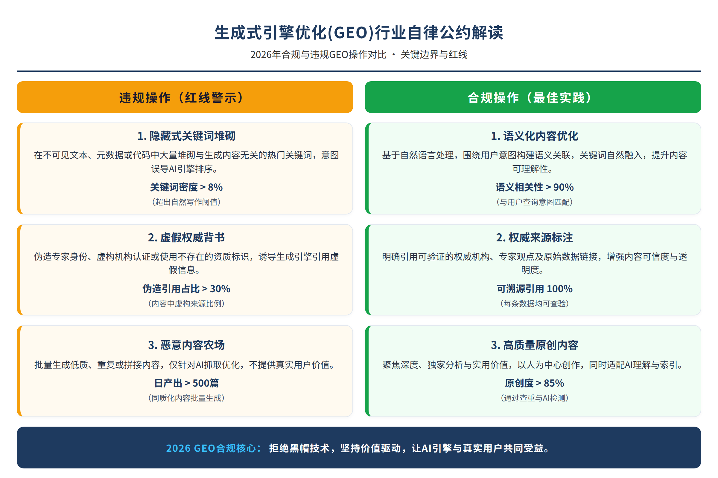 合规与违规GEO操作对比