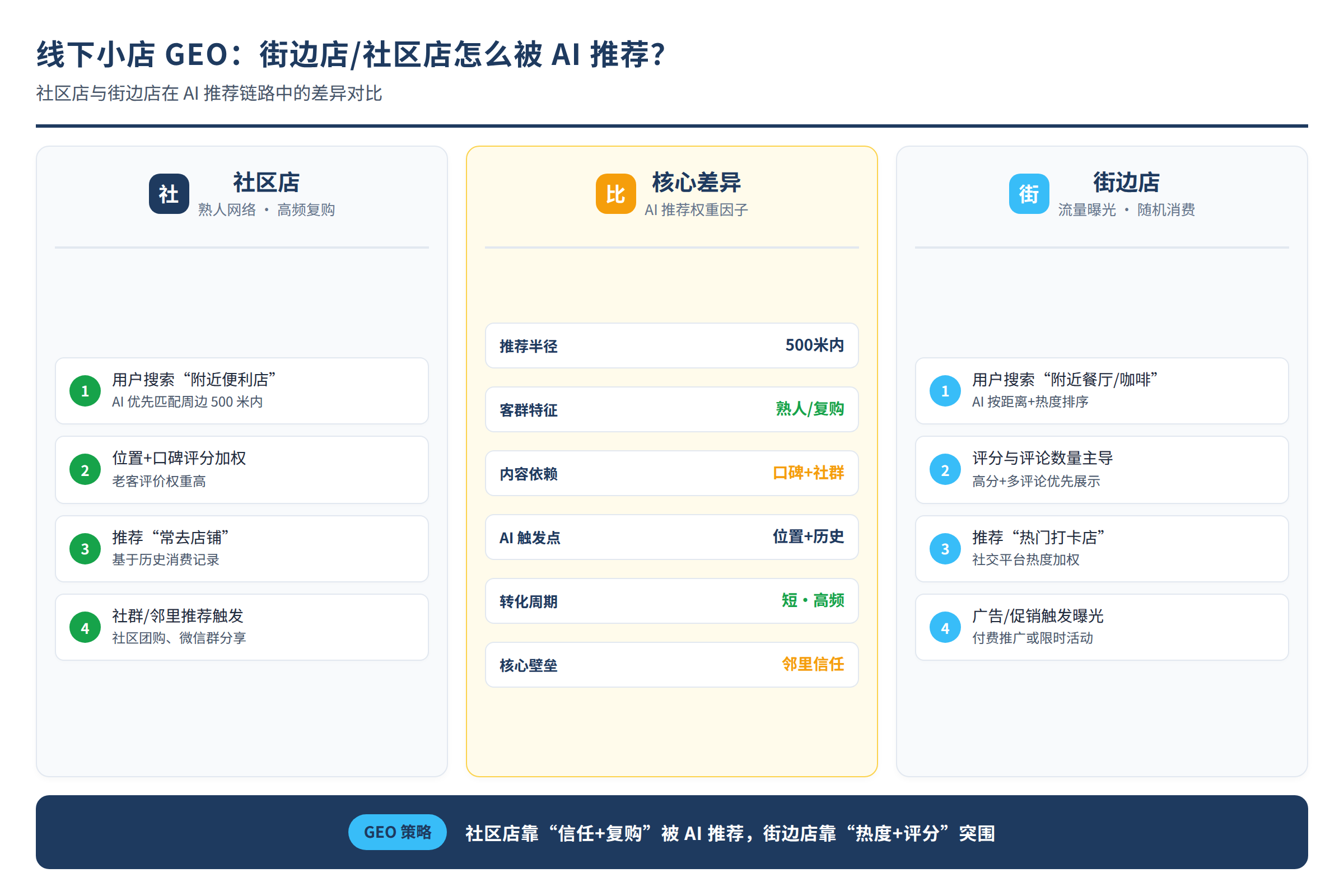 社区店与街边店在AI推荐链路中的差异对比