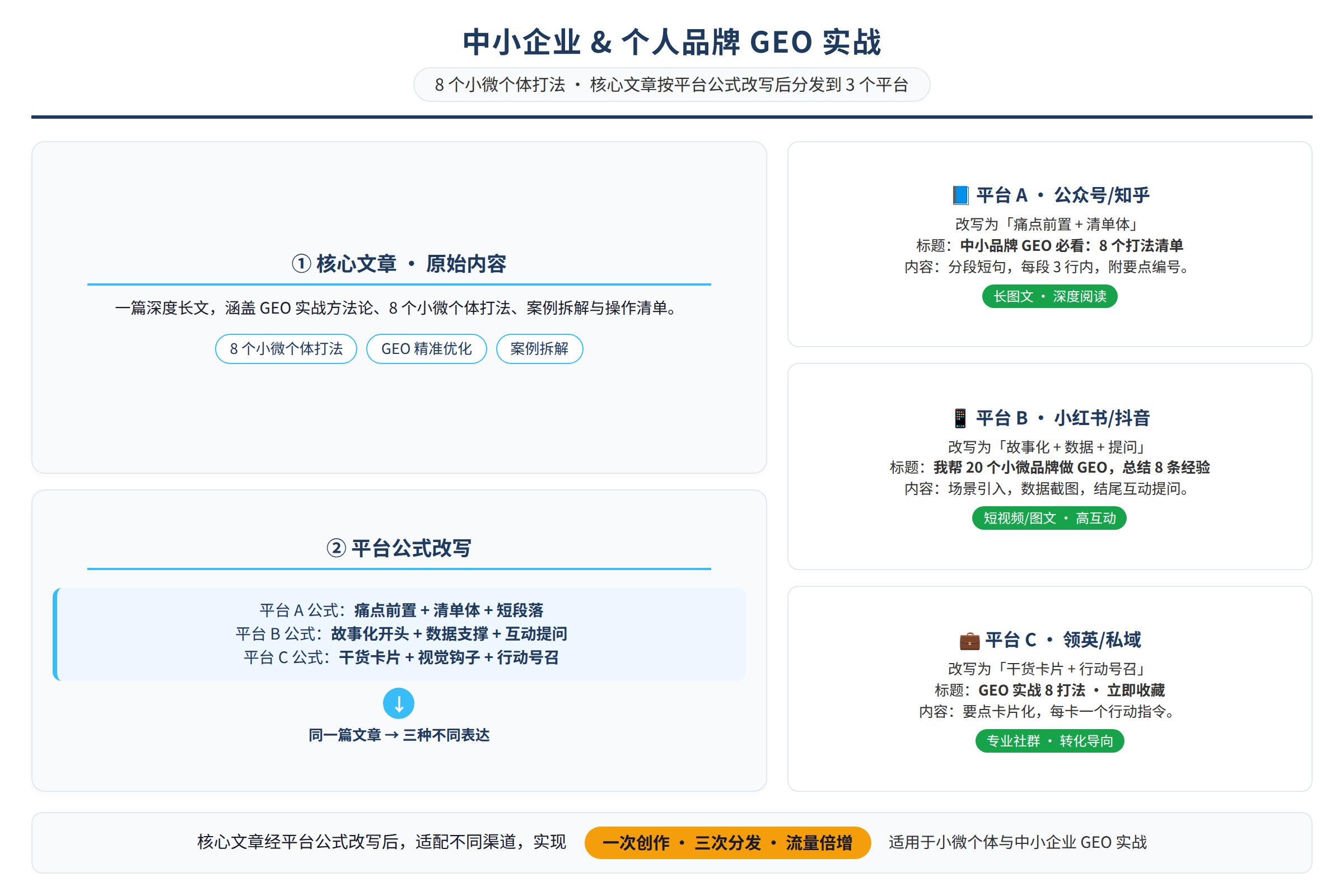一篇核心文章按平台公式改写后分发到3个平台